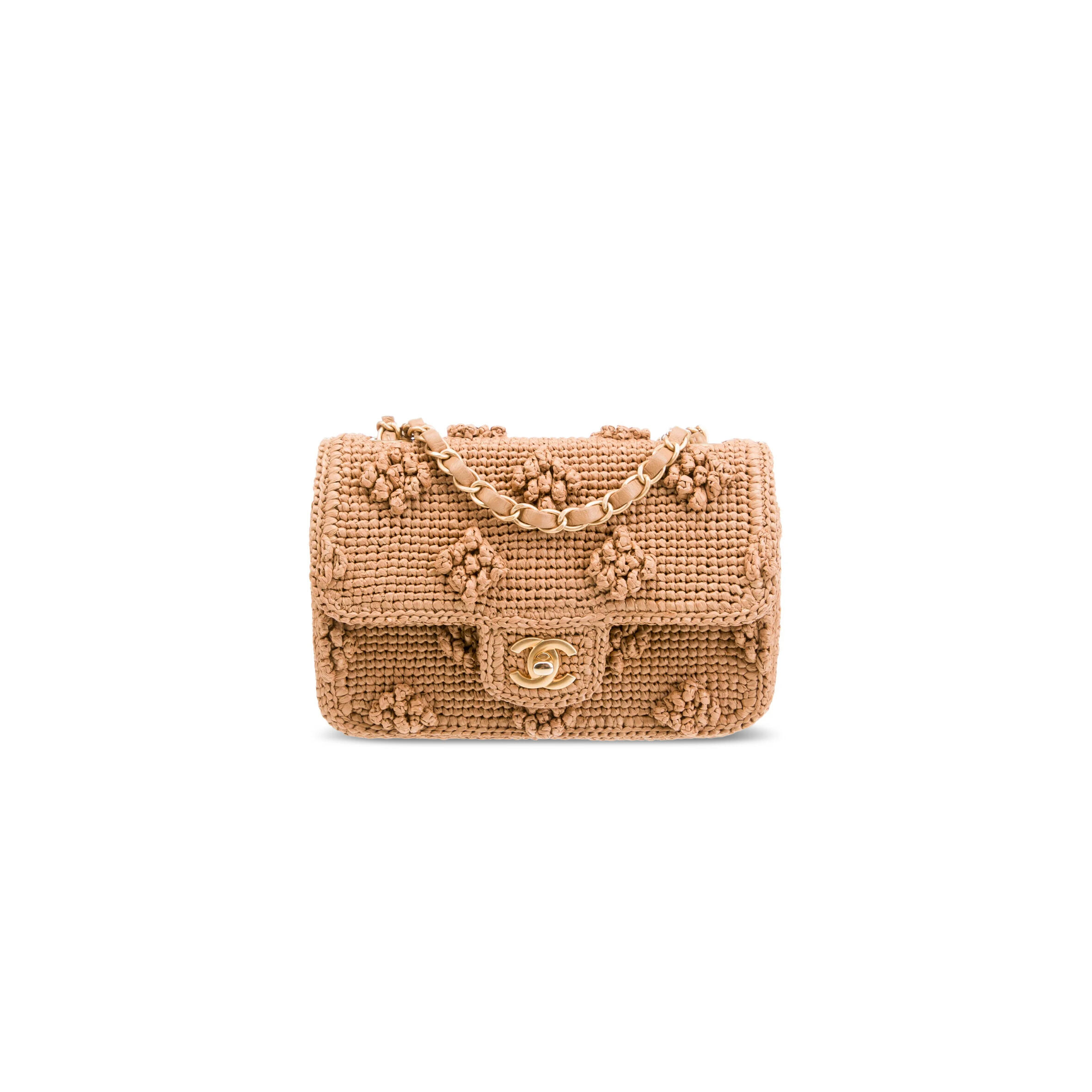 CHANEL MASTER 24P MINI FLAP BAG RAFFIA AS4518 (19.5*12.5*6.5cm)